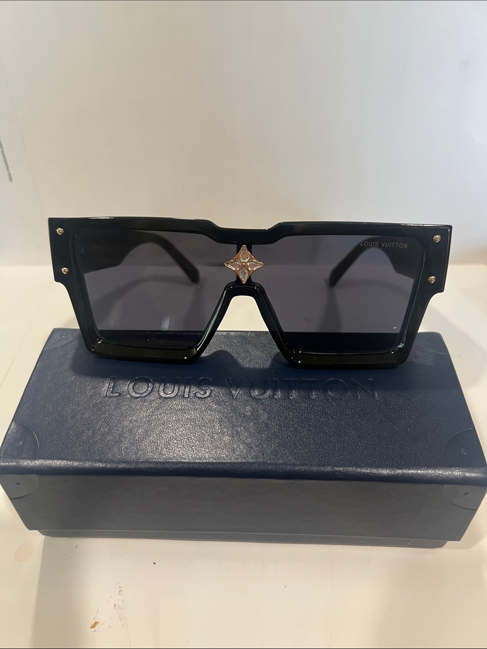 Louis Vuitton Black Sunglasses with Gold LV Logo